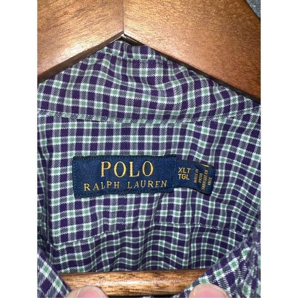Purple & Green plaid Polo Ralph Lauren Big & Tall Button Down Shirt XLT - Picture 2 of 7